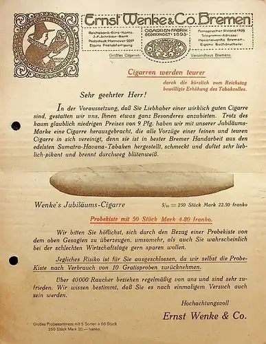 Werbung - Bremen - Ernst Wnke Zigarren -638107