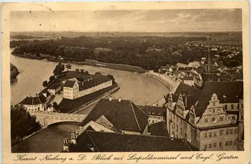 Neuburg a. D., Blick zur Leopoldineninsel und Engl. Garten -525896