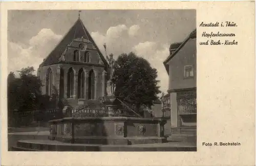 Arnstadt, Hopfenbrunnen und Bch-Kirche -526050