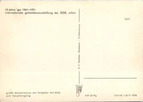 Erfurt, IGA, der DDR, Grosse Blumenwiese am Festplatz mit Blick zum Haup -509158