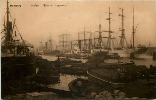 Hamburg, Hafen, Schuten längsseits -527458