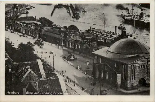 Hamburg, Blick auf Landungsbrücken und Hafen -527908