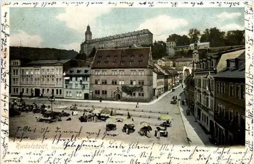 Rudolstadt, Marktplatz mit Schloss -526792