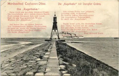 Seebad Cuxhaven-Döse, Die Kugelbake mit Dampfer Cobra -527214