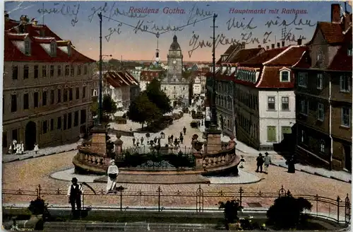 Gotha, Residenz - Hauptmarkt mit Rathaus -526556