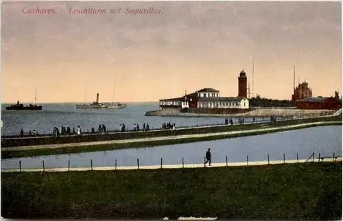 Cuxhaven, Leuchtturm mit Seepavillon -528388