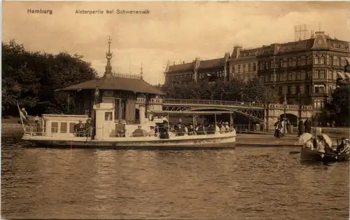 Hamburg, Alsterpartie bei Schwanenwik -527304