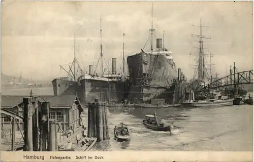 Hamburg, Hafenpartie, Schiff im Dock -528808