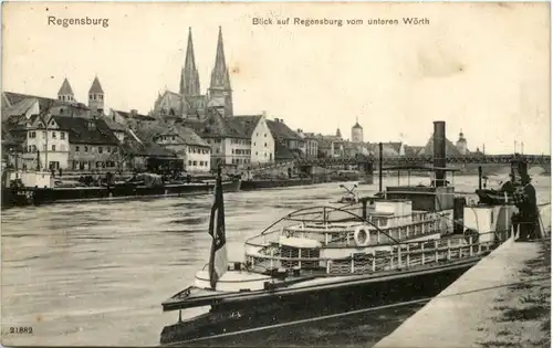 Regensburg, Blick auf Regensburg vom unteren Wörth -528918