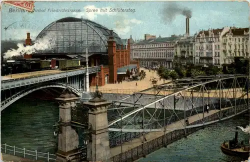 Berlin, Bahnhof Friedrichstrasse, Spree mit Schlütersteg -529470