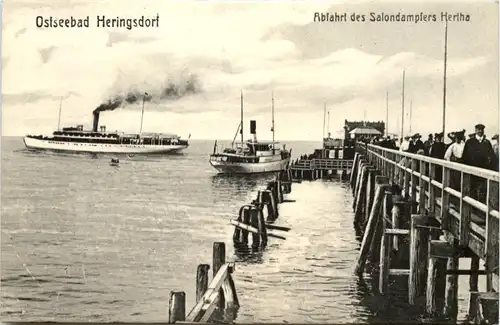 Seebad Heringsdorf, Abfahrt des Salondampfers Hertha -529380