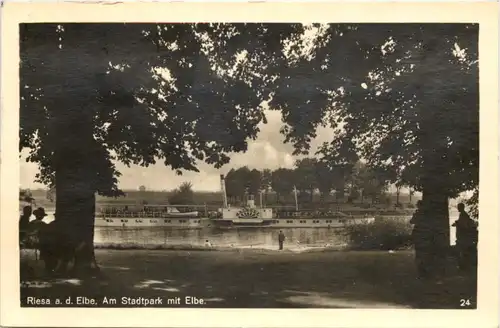 Riesa an der Elbe, Am Stadtpark mit Elbe -528714