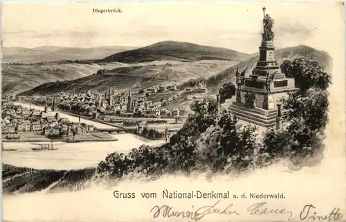 Gruss vom National Denkmal Niederwald - Künstlerkarte Eugen Felle -638680