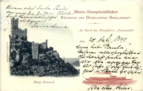 Rhein-Dampfschiffahrt - Dampfer Frauenlob, Burg Sonneck -528584