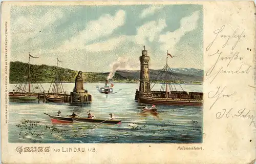 Gruss aus Lindau - Litho -612950