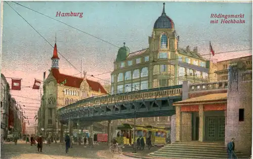 Hamburg, Rödingsmarkt mit Hochbahn -528904