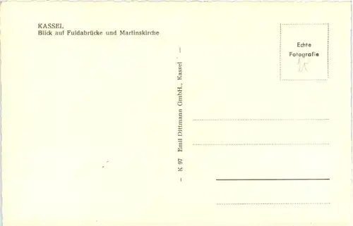Kassel, Blick auf Fuldabrücke und Martinskirche -528690