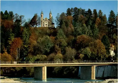 Bad Tölz, Neue Isarbrücke mit Kalvarienberg -529786