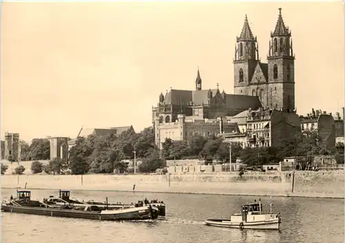 Magdeburg, Blick über die Elbe auf den Dom -528446
