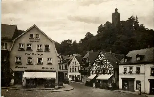 Berneck i. Fichtelgeb., Marktplatz, Blick z. Schlossberg -531906