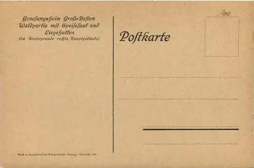 Genesungsheim Gross-Besten, Waldpartie mit Speisesaal und Liegehallen -530560