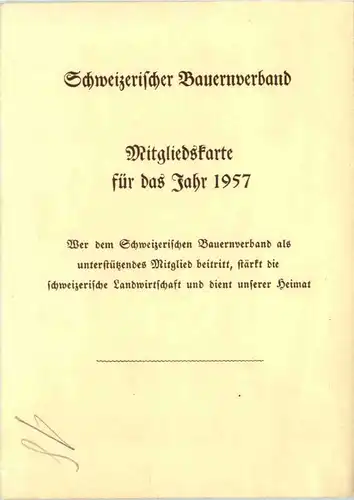 Schweizerischer Bauernverband - Mitgliedskarte 1957 -639004