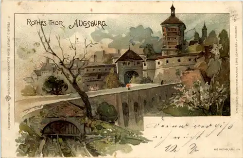 Augsburg - Rothes Thor - Litho -604628
