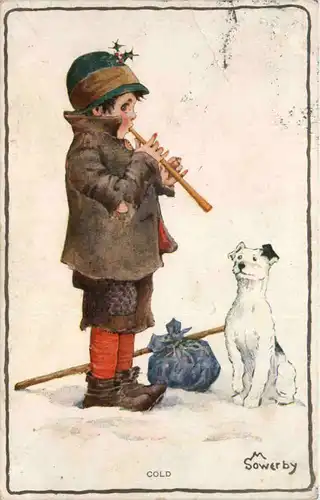 Künstlerkarte Sowerby - Kind mit Hund -604748