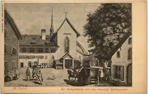 Alt-Zürich - Die Predigerkirche -639404