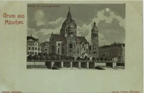 Gruss aus München - Litho - Neue St. Lucaskirche -604888