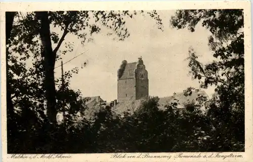 Malchin i. Meckl., Blick von der Brunsnig-Promenade a.d. Fangelturm -531560
