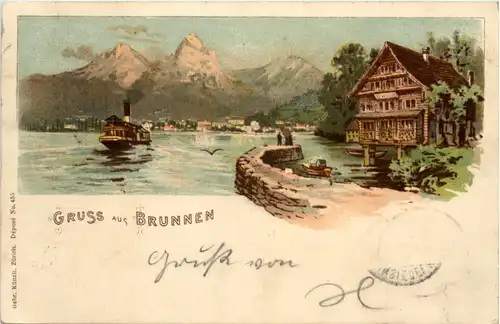 Gruss aus Brunnen - Litho -639884