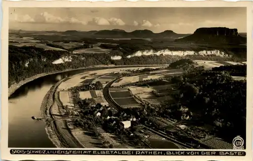Lilienstein, Sächs. Schweiz, bei Rathen, Blick von der Bastei -530414