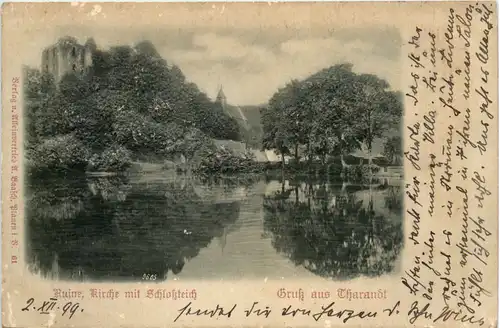 Tharandt, Ruine, Kirche mit Schlossteich -531912