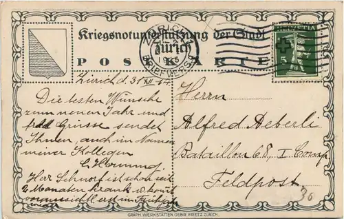 Kriegsnotunterstützung der Stadt Zürich -639270