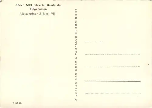 Zürich - 600 Jahre im Bunde der Eidgenossen 1951 -639182