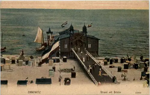 Zinnowitz, Strand mit Brücke -531434