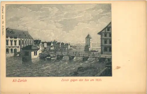 Alt-Zürich - Zürich gegen den See um 1830 -639396