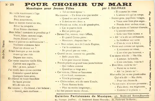 Liederkarte Pour Choisir un Mari -642004