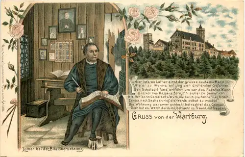 Gruss von der Wartburg - Luther - Litho -618746