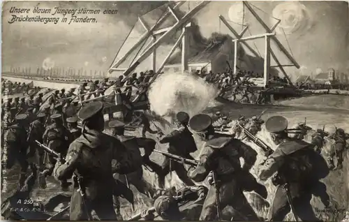 Unsere blauen Jungen stürmen einen Brückenübergang in Flandern -641638