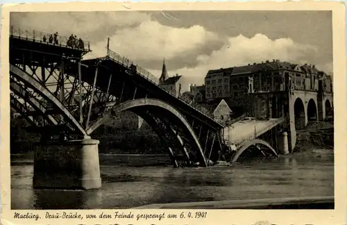 Marburg Drau - Gesprengte Brücke 1941 -641898