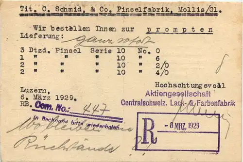 Luzern - Centralschweiz. Lack und Farbenfabrik -642276