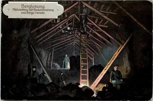 Bergbau - Pfeilerabbau mit Bockzimmerung -642714