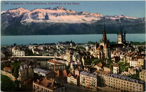 Lausanne, post Bessiers, Cathedrale et les Alpes -507794