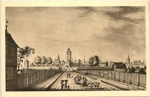 Basel, Blick auf das St. Johanntor, heutige Elsässerstrasse -508154