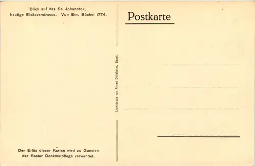 Basel, Blick auf das St. Johanntor, heutige Elsässerstrasse -508154