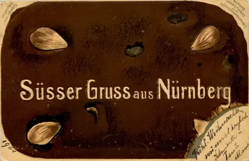 Süsser Gruss aus Nürnberg - Litho Lebkuchen -642764