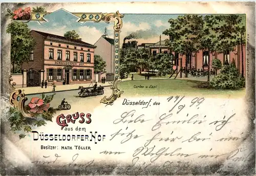 Düsseldorf - Gruss aus dem Düsseldorfer Hof - Litho -622186