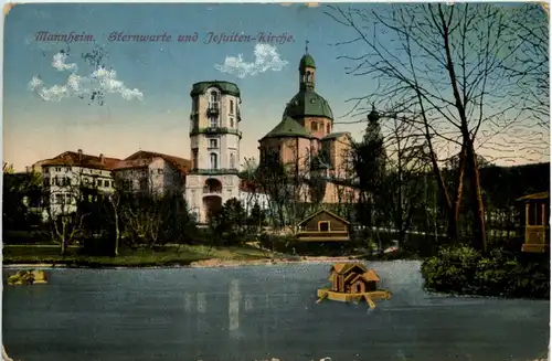 Mannheim - Sternwarte und Jesuiten Kirche -643084